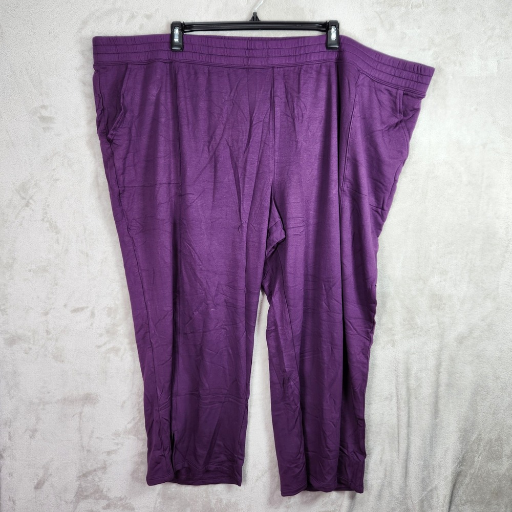 AnyBody Pants Womens 5X Petite‎ Plum Brushed French Terry Full-Length A675615